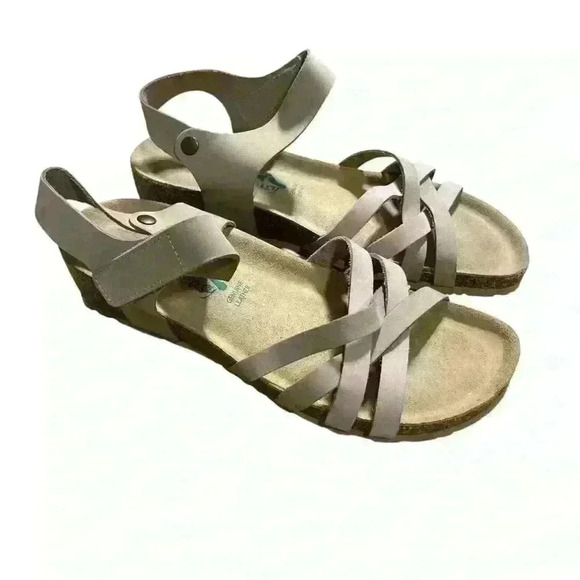 BioNatura Comfort Leather Wedge Sandals Tan Rose Straps Sarafina EU 41 Sz 9.5 - Picture 4 of 7